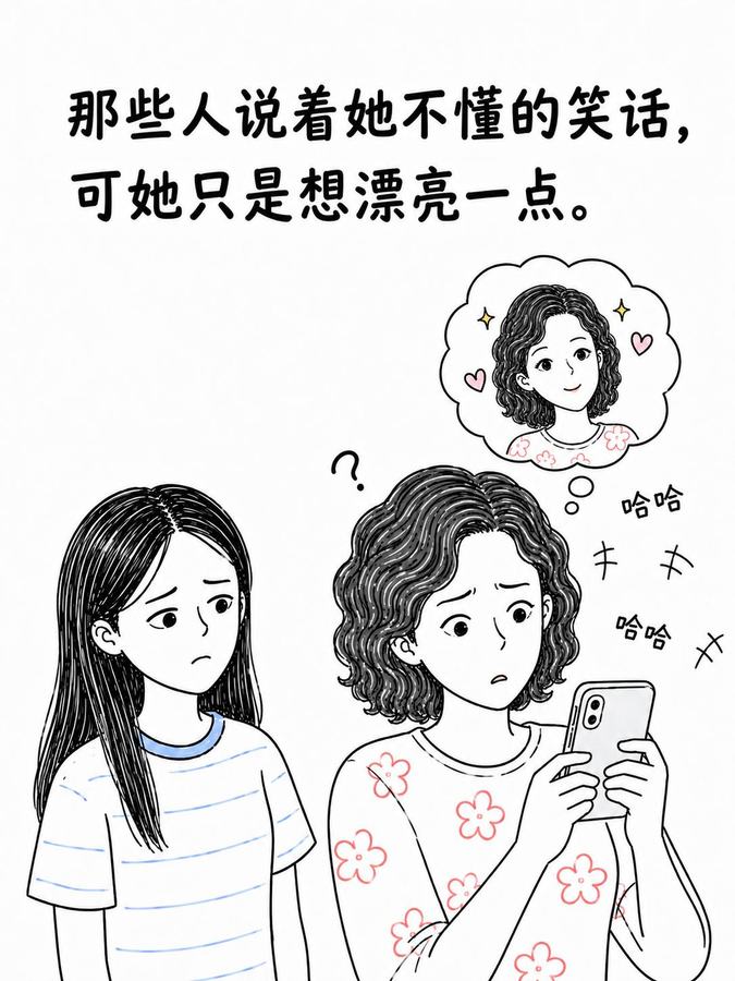 她只是想变得好看一点有什么错 #母亲 #情感共鸣 #网络环境 #成长 第 4 张参考图