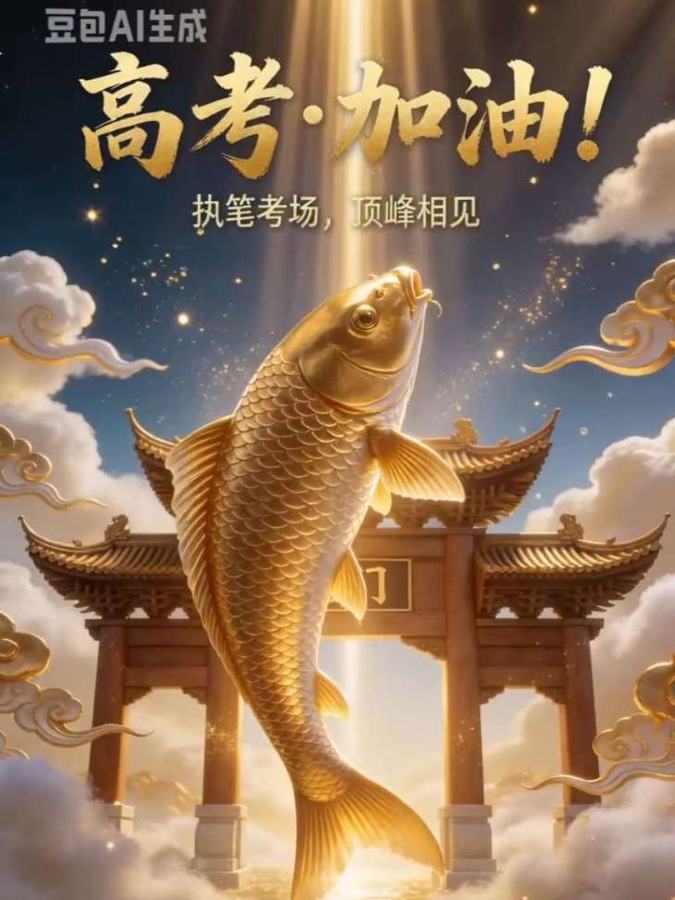 高考加油 锦鲤跃龙门，高考万事顺 第 1 张参考图