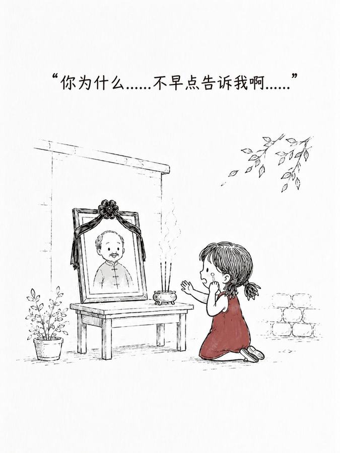 可能爷爷直到最后也不知道自己哪里做的不好，让自己的宝贝孙女不爱回家 #爷爷 #画 # 第 3 张参考图