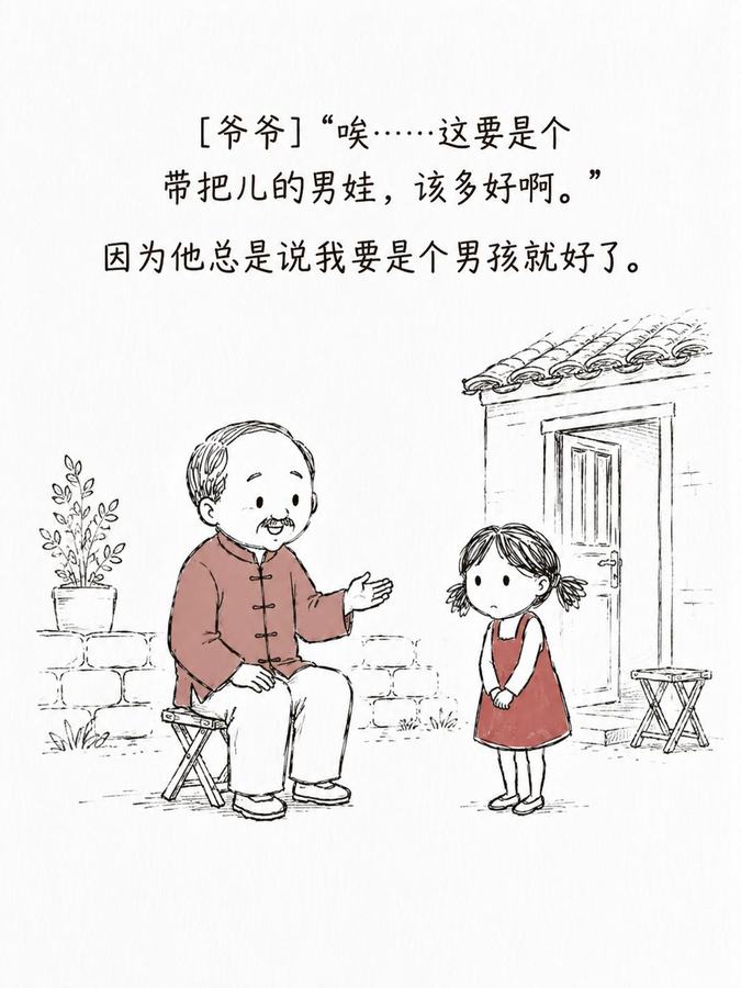 可能爷爷直到最后也不知道自己哪里做的不好，让自己的宝贝孙女不爱回家 #爷爷 #画 # 第 4 张参考图