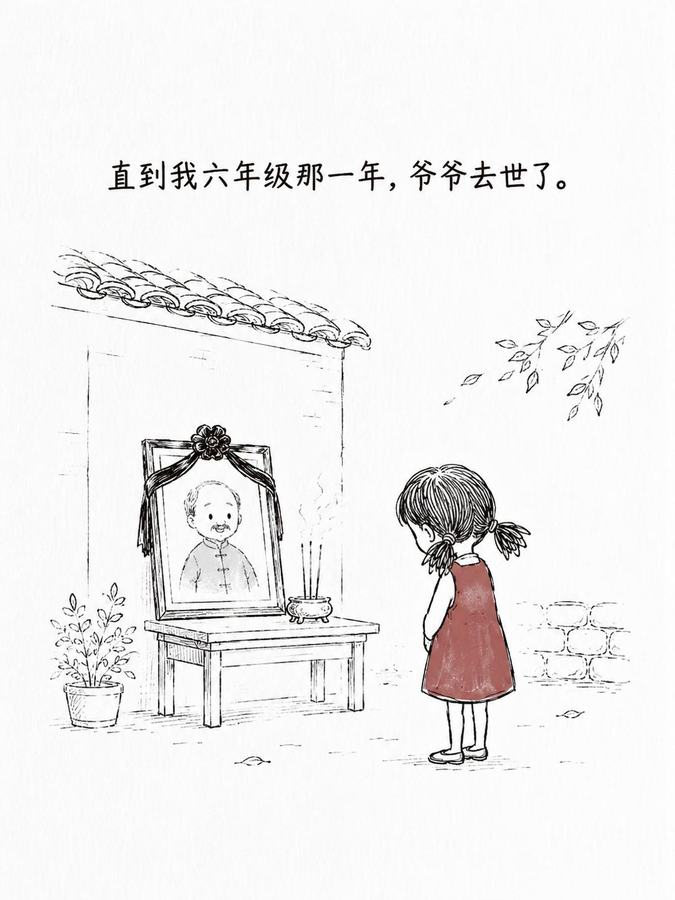 可能爷爷直到最后也不知道自己哪里做的不好，让自己的宝贝孙女不爱回家 #爷爷 #画 # 第 6 张参考图