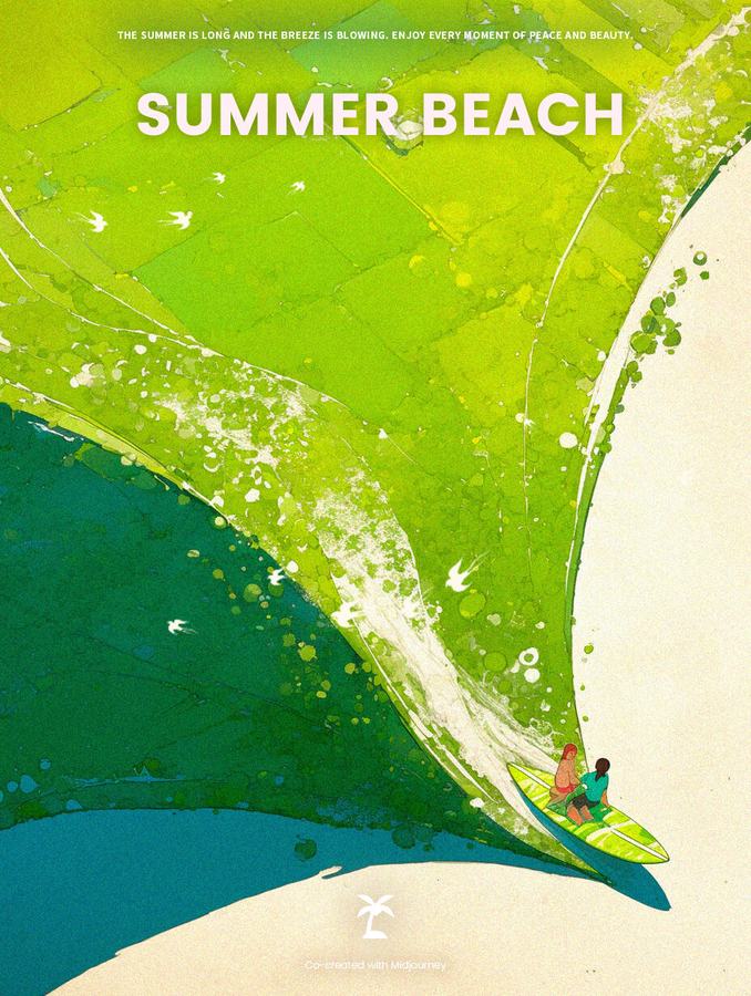 夏天风吹过的一抹绿意|Midjourney 第 2 张参考图