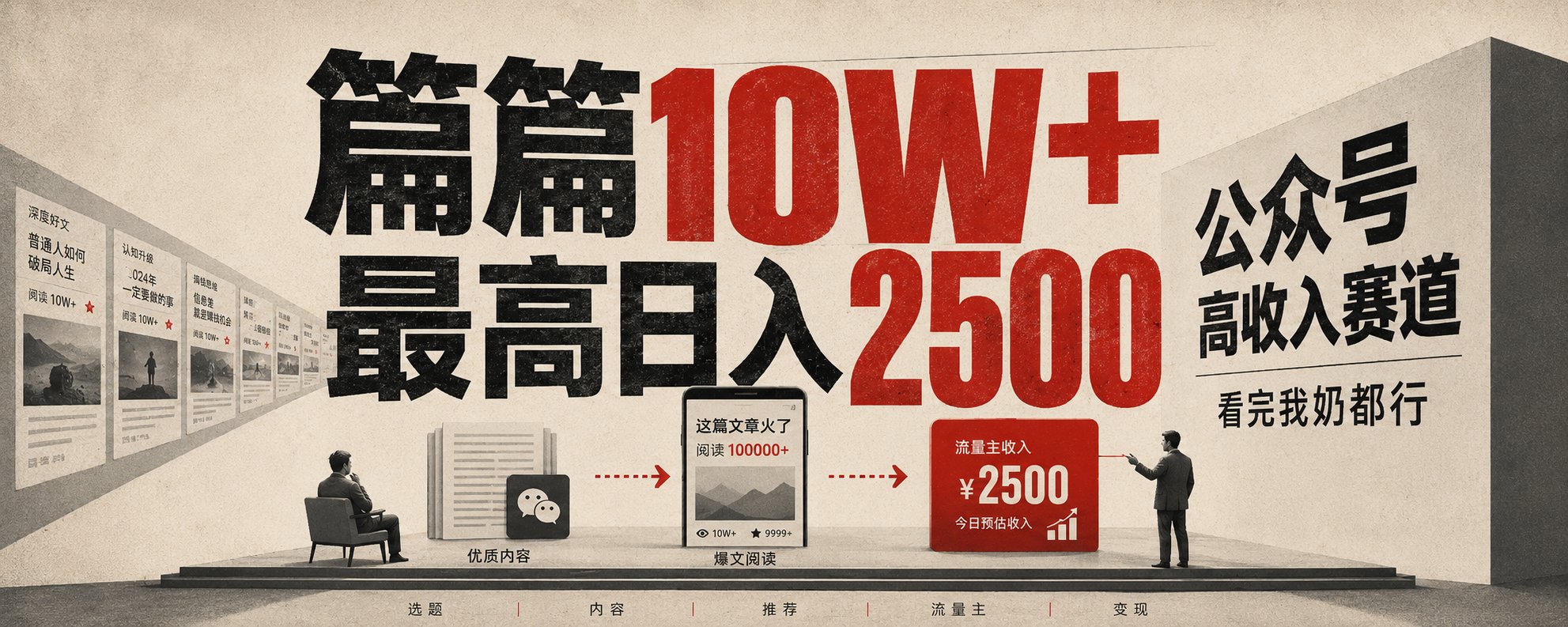 单篇阅读量破 10 万：揭秘微信高收益赛道，日入 2500 元的流量密码 第 1 张参考图