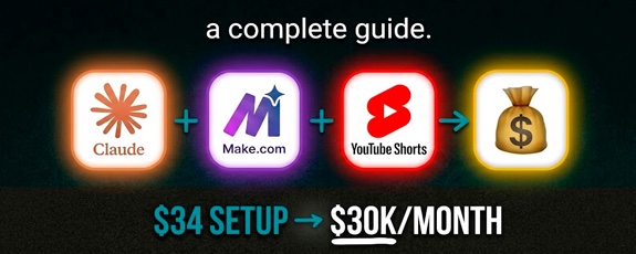 指南：Claude + Make.com + YouTube Shorts = 每月 30,000 美元以上的自动化收益 第 1 张参考图